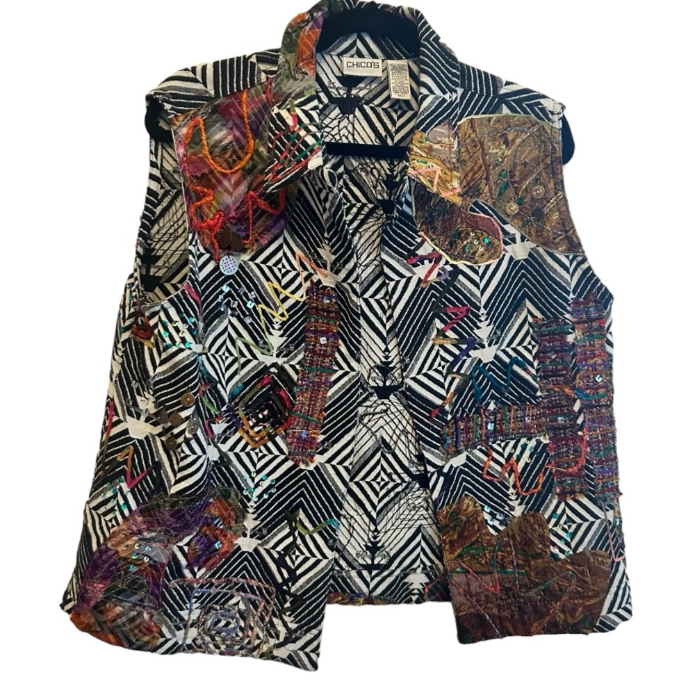 Chico’s Boho Multimedia Vest Size 3